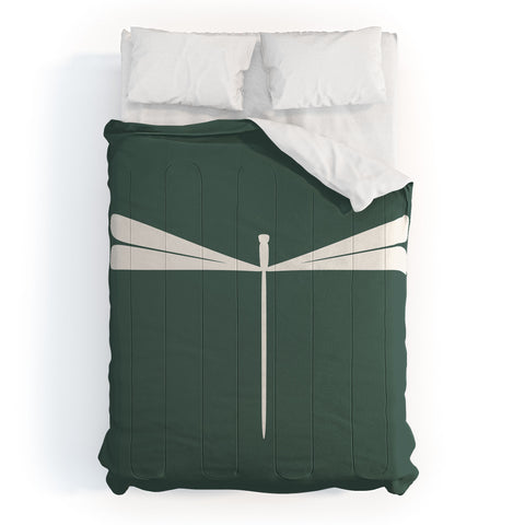 Colour Poems Dragonfly Minimalism Green Comforter