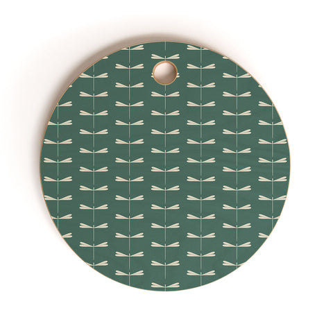 Colour Poems Dragonfly Minimalism Green Cutting Board Round