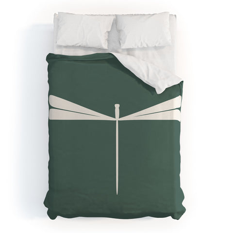 Colour Poems Dragonfly Minimalism Green Duvet Cover