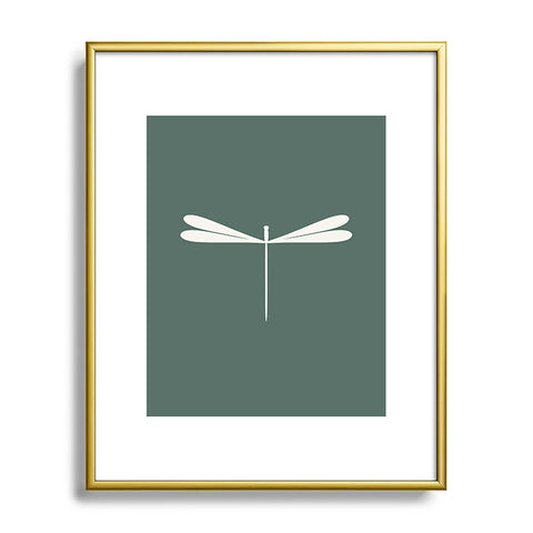 Colour Poems Dragonfly Minimalism Green Metal Framed Art Print Havenly