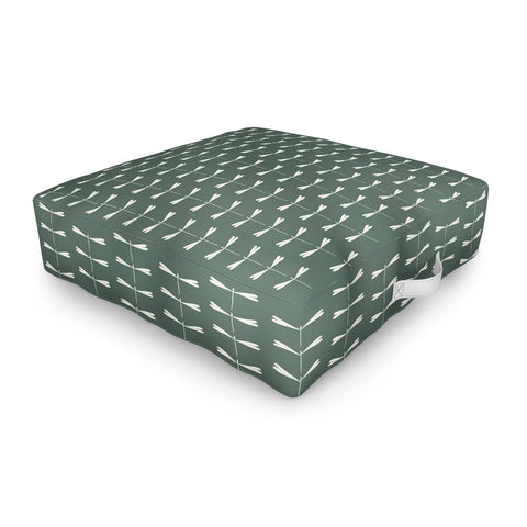 Colour Poems Dragonfly Minimalism Green Outdoor Floor Cushion