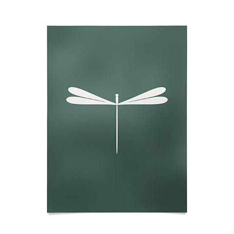 Colour Poems Dragonfly Minimalism Green Poster