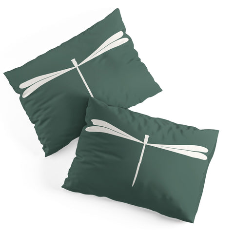 Colour Poems Dragonfly Minimalism Green Pillow Shams