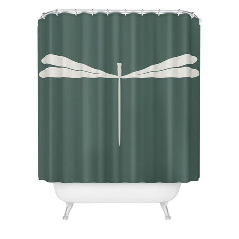 Colour Poems Dragonfly Minimalism Green Shower Curtain Havenly