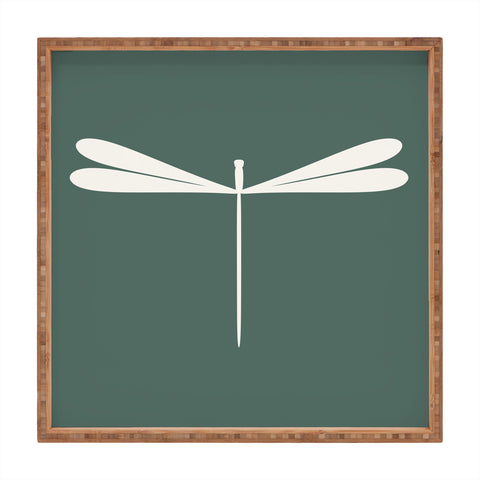 Colour Poems Dragonfly Minimalism Green Square Tray