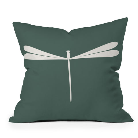 Colour Poems Dragonfly Minimalism Green Throw Pillow