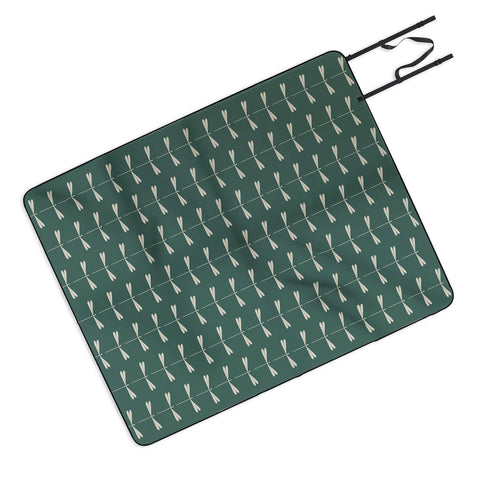 Colour Poems Dragonfly Minimalism Green Picnic Blanket
