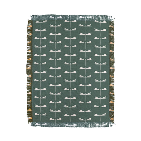 Colour Poems Dragonfly Minimalism Green Throw Blanket