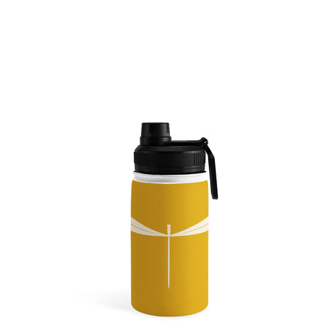 Colour Poems Dragonfly Minimalism Yellow Water Bottle