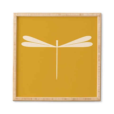 Colour Poems Dragonfly Minimalism Yellow Framed Wall Art