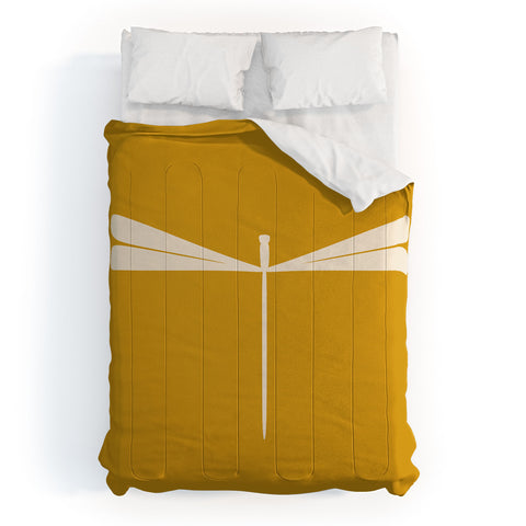 Colour Poems Dragonfly Minimalism Yellow Comforter