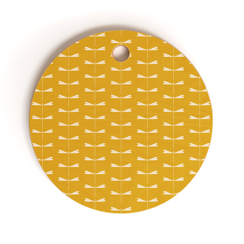 Colour Poems Dragonfly Minimalism Yellow Cutting Board Round