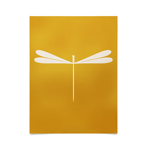 Colour Poems Dragonfly Minimalism Yellow Poster