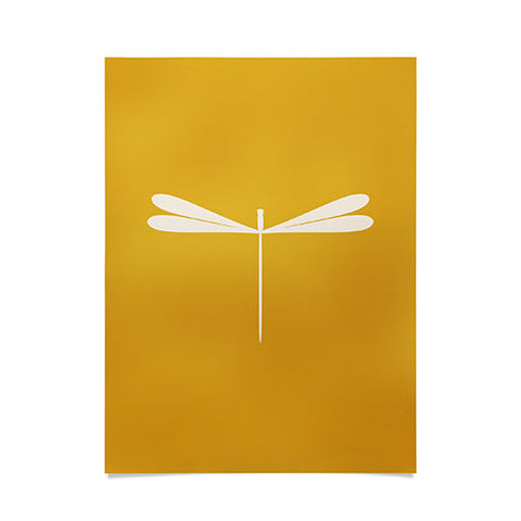 Colour Poems Dragonfly Minimalism Yellow Poster
