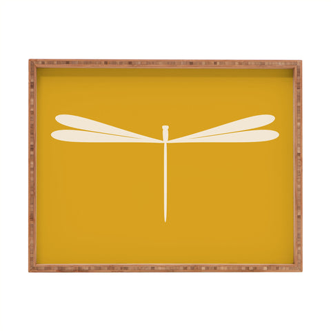 Colour Poems Dragonfly Minimalism Yellow Rectangular Tray
