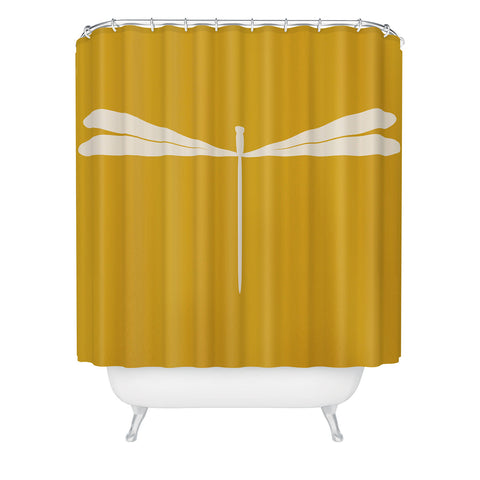 Colour Poems Dragonfly Minimalism Yellow Shower Curtain