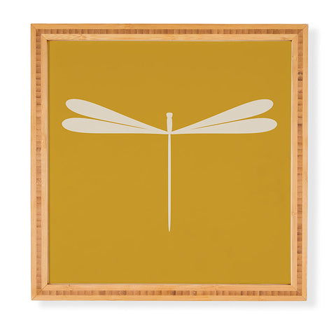 Colour Poems Dragonfly Minimalism Yellow Framed Wall Art