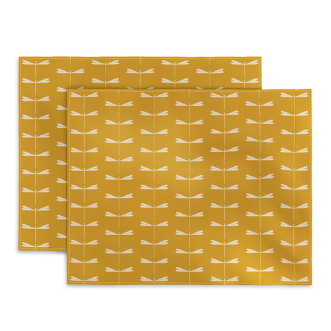 Colour Poems Dragonfly Minimalism Yellow Placemat