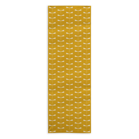 Colour Poems Dragonfly Minimalism Yellow Yoga Towel