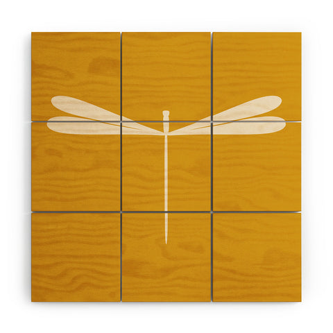 Colour Poems Dragonfly Minimalism Yellow Wood Wall Mural