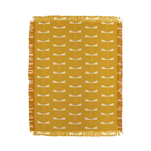 Colour Poems Dragonfly Minimalism Yellow Throw Blanket