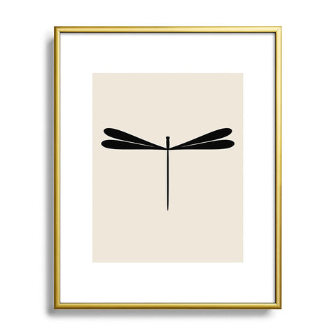 Colour Poems Dragonfly Pattern Black White Metal Framed Art Print