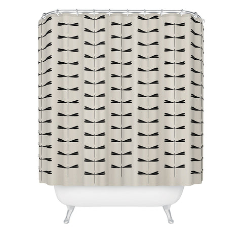 Colour Poems Dragonfly Pattern Black White Shower Curtain