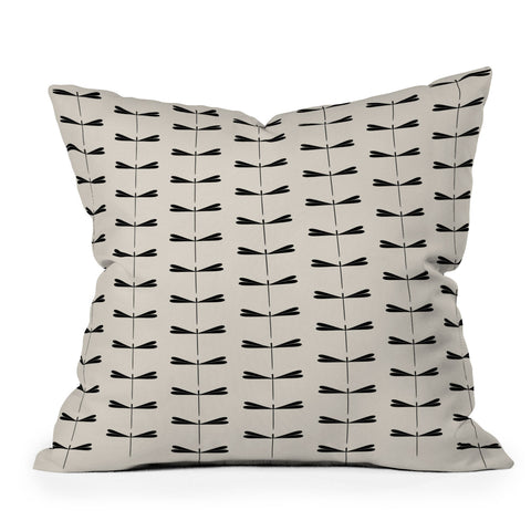 Colour Poems Dragonfly Pattern Black White Outdoor Throw Pillow