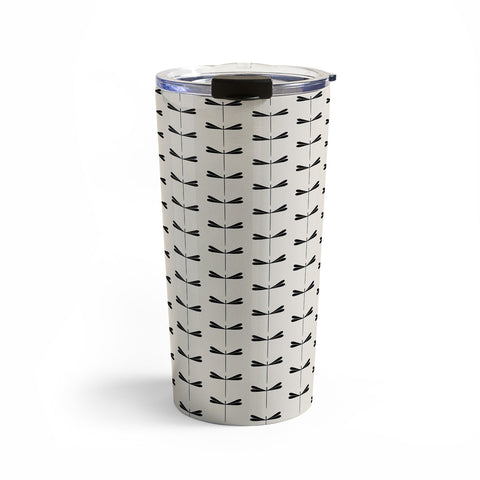 Colour Poems Dragonfly Pattern Black White Travel Mug
