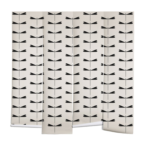 Colour Poems Dragonfly Pattern Black White Wall Mural