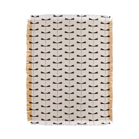Colour Poems Dragonfly Pattern Black White Throw Blanket