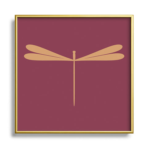 Colour Poems Dragonfly Pattern Mauve Square Metal Framed Art Print