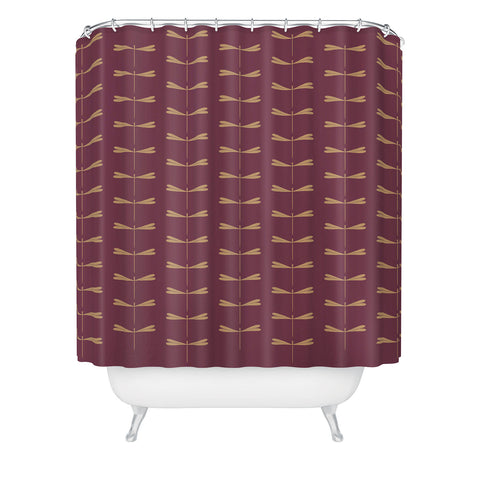 Colour Poems Dragonfly Pattern Mauve Shower Curtain