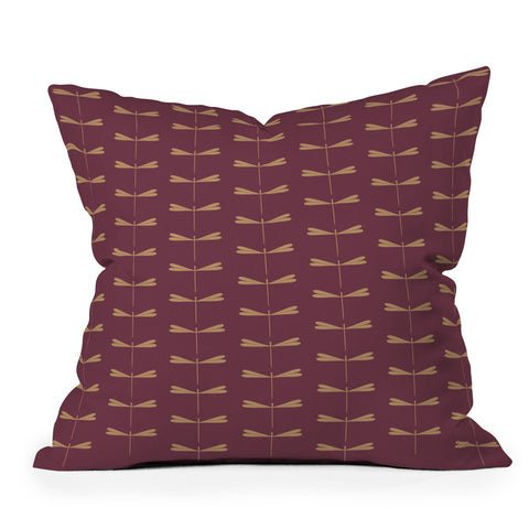Colour Poems Dragonfly Pattern Mauve Throw Pillow