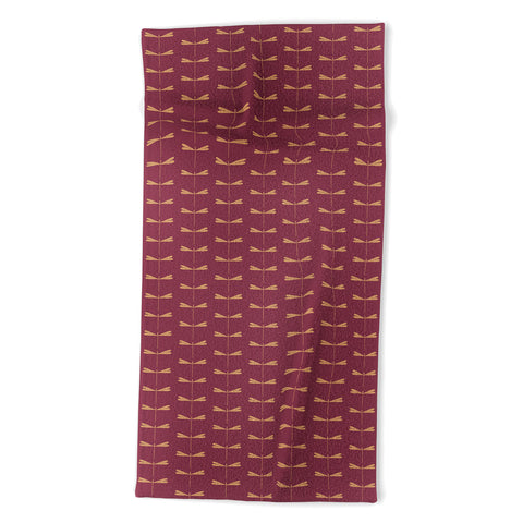Colour Poems Dragonfly Pattern Mauve Beach Towel