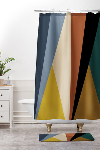 Colour Poems Geometric Triangles Bold Shower Curtain And Mat