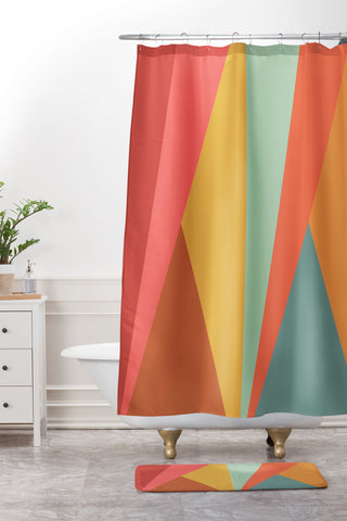 Colour Poems Geometric Triangles Shower Curtain And Mat