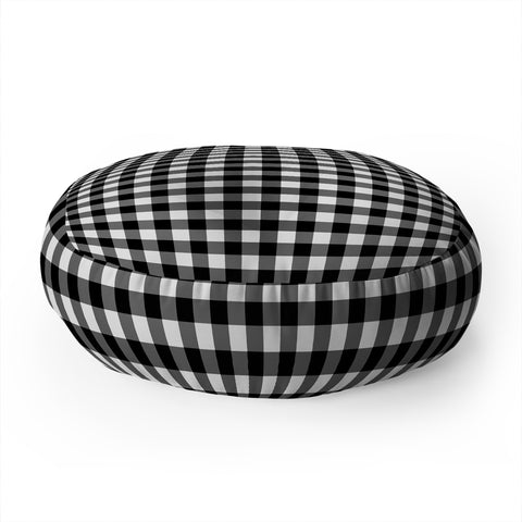 Colour Poems Gingham Black and White Floor Pillow Round