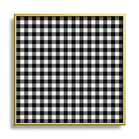 Colour Poems Gingham Black and White Square Metal Framed Art Print