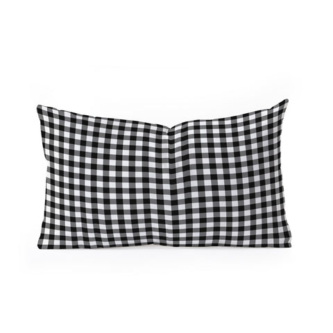 Colour Poems Gingham Black and White Oblong Throw Pillow