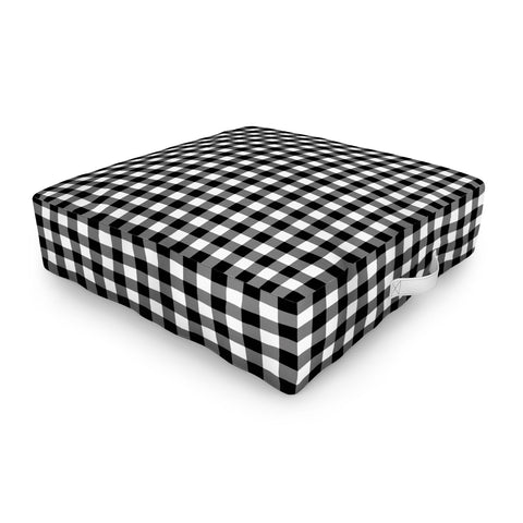 Colour Poems Gingham Black and White Outdoor Floor Cushion