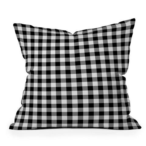 Colour Poems Gingham Black and White Throw Pillow