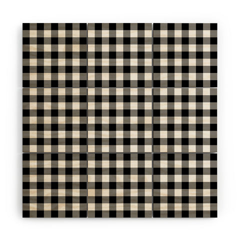 Colour Poems Gingham Black and White Wood Wall Mural