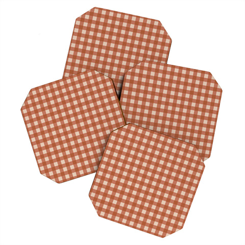 Colour Poems Gingham Classic Red Coaster Set