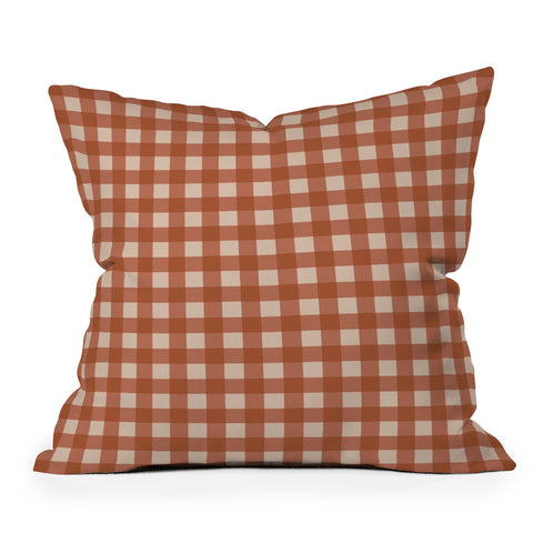 Colour Poems Gingham Classic Red Throw Pillow