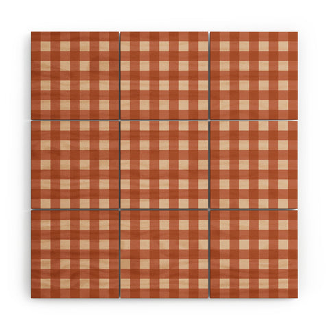 Colour Poems Gingham Classic Red Wood Wall Mural
