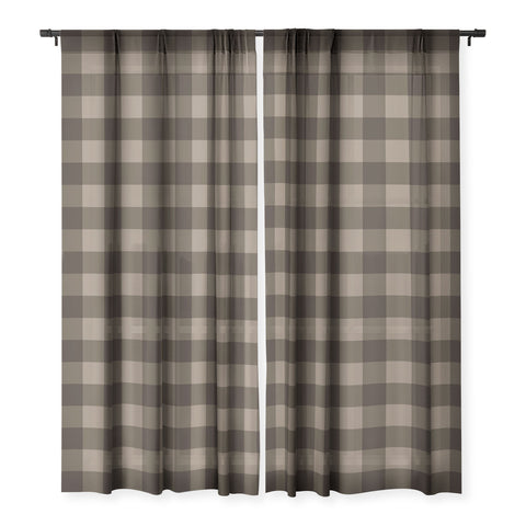 Colour Poems Gingham Earth Sheer Window Curtain