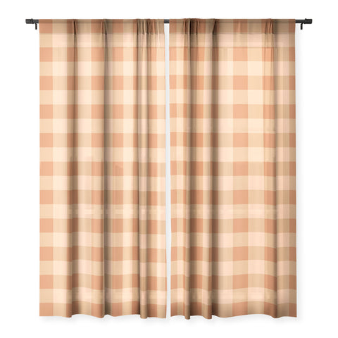 Colour Poems Gingham Honey Sheer Window Curtain