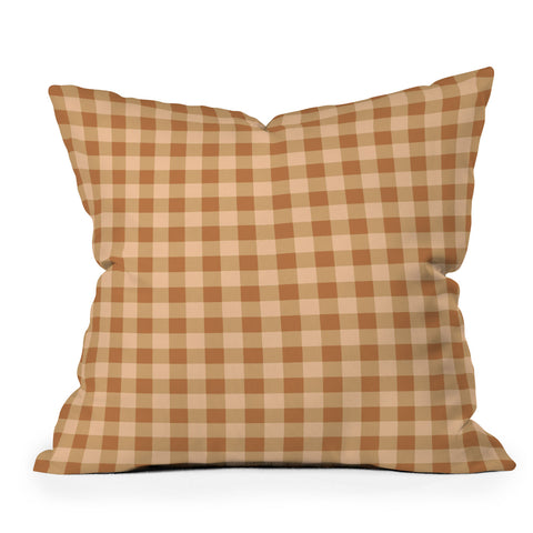 Colour Poems Gingham Honey Outdoor Throw Pillow
