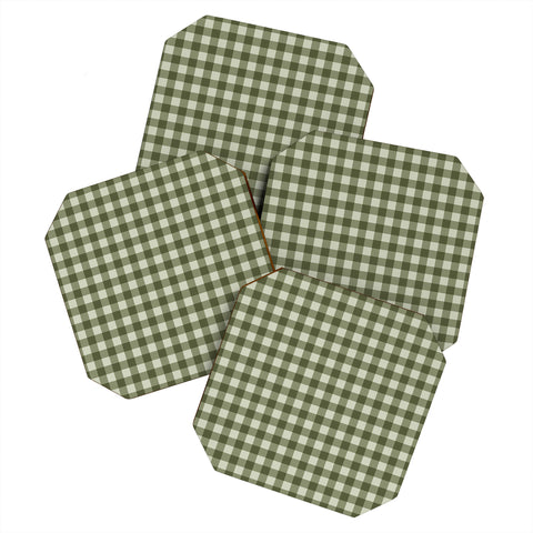 Colour Poems Gingham Moss Coaster Set